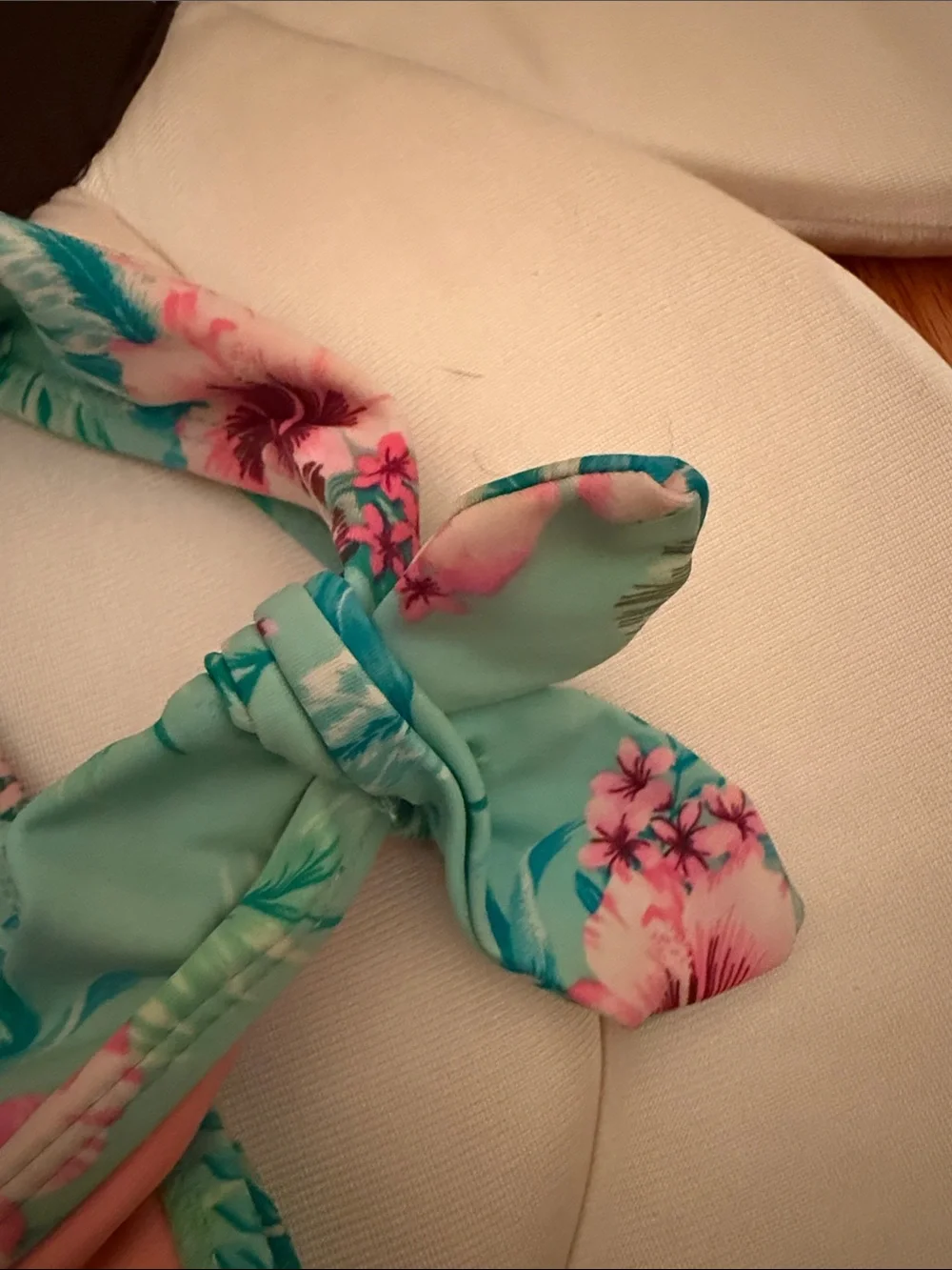 Breaking Waves Floral Tie-Side Bikini Bottoms Mint‎ & Coral Girls Size 12